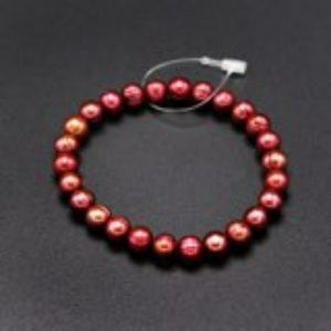 Red Genuine Freshwater Pearl Stretch Bracelet